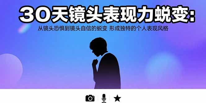 30天镜头表现力蜕变：从镜头恐惧到镜头自信的蜕变 形成独特的个人表现风格-梦清研习社