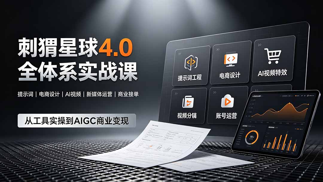 刺猬星球4.0全体系实战课，覆盖提示词工程、电商设计、AI视频特效与新媒体运营，一站式掌握AIGC商业核心技能-梦清研习社
