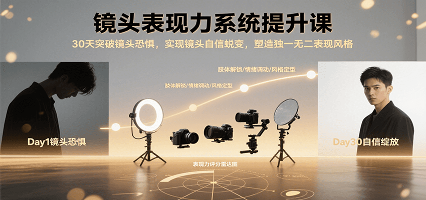 镜头表现力系统提升课，30天突破镜头恐惧实现自信蜕变，塑造独一无二表现风格-梦清研习社