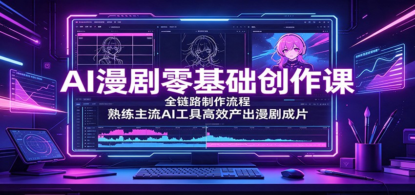 AI漫剧零基础创作课:全链路制作流程,熟练主流AI工具高效产出漫剧成片-梦清研习社