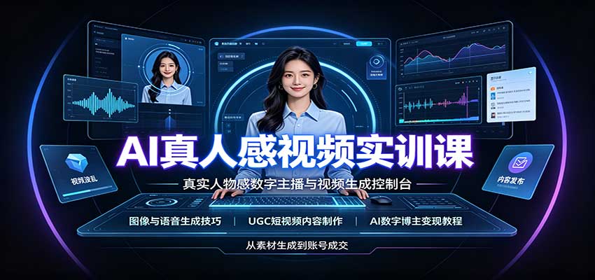 AI真人感视频实训课：图像语音生成，UGC内容制作，AI数字博主变现教程-梦清研习社