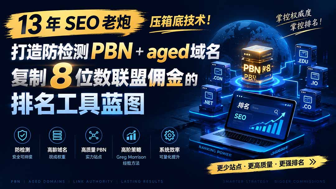 13 年 SEO 老炮压箱底技术！打造防检测 PBN+aged 域名，复制 8 位数联盟佣金的排名工具蓝图【原创双语字幕】-梦清研习社