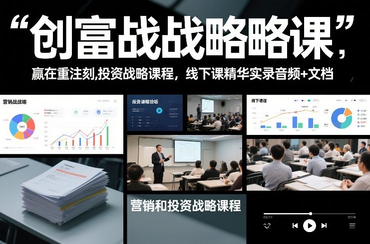 创富战略课，赢在重注时刻，营销和投资战略课程，线下课精华实录音频+文档-梦清研习社