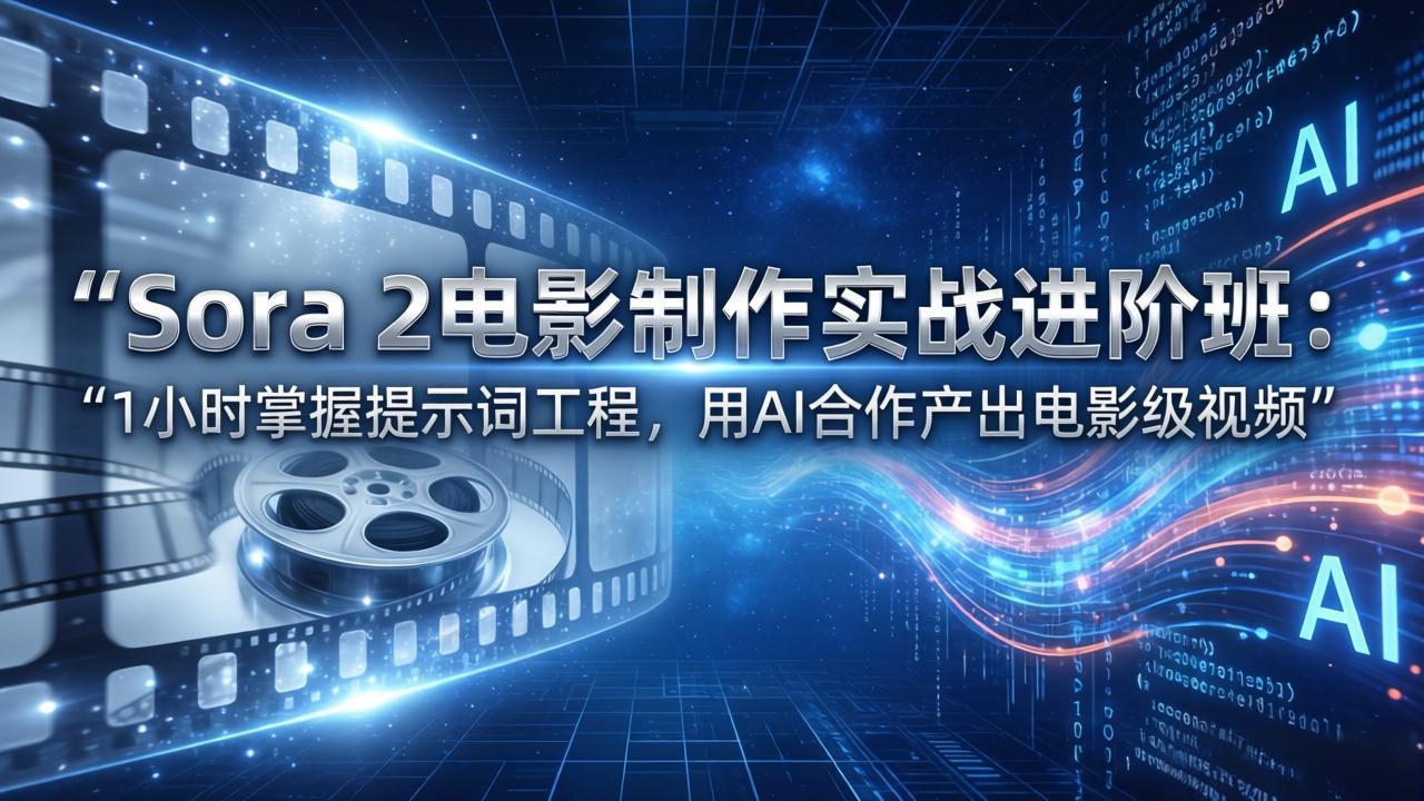 Sora 2电影制作实战进阶班:1小时掌握提示词工程,用AI合作产出电影级视频-梦清研习社