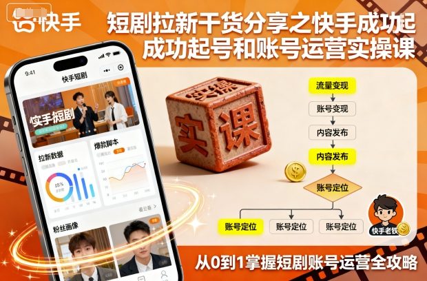 短剧拉新干货分享之快手成功起号和账号运营实操课-梦清研习社