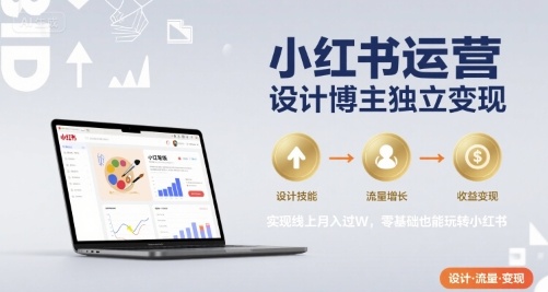 小红书运营设计博主独立变现，实现线上月入过W，零基础也能玩转小红书-梦清研习社