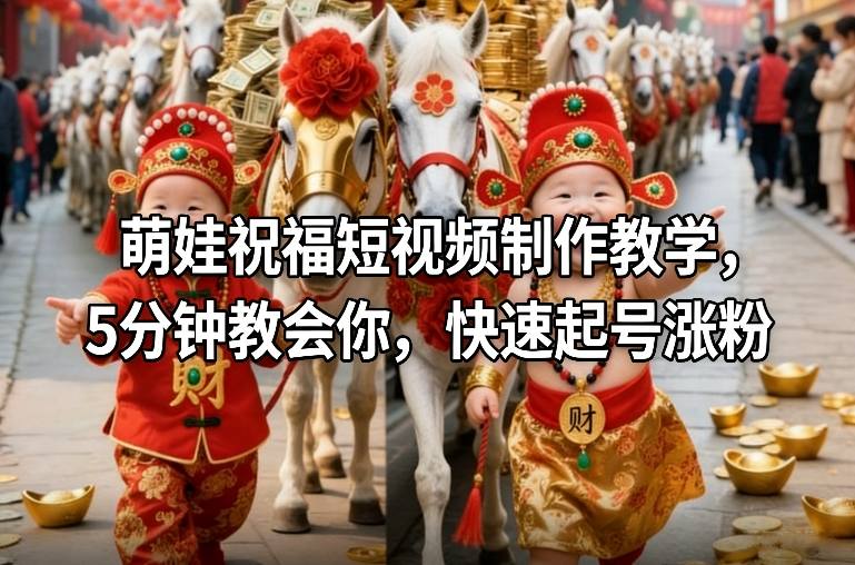 萌娃祝福短视频制作教学，5分钟教会你，快速起号涨粉-梦清研习社