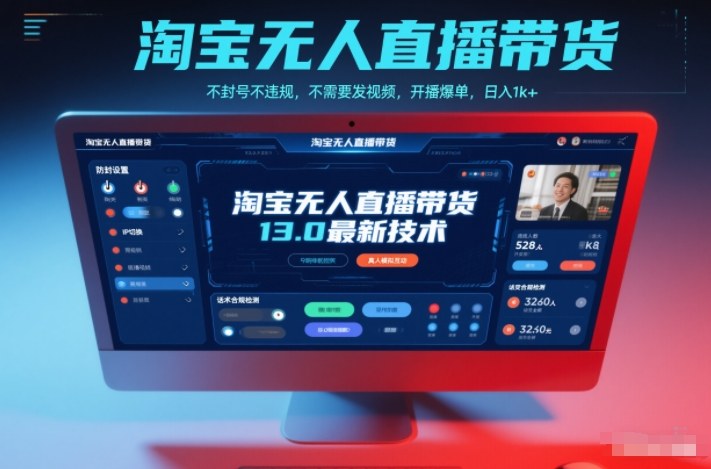 淘宝无人直播带货13.0最新技术,不封号不违规,不需要发视频,开播爆单,日入1k+【揭秘】-梦清研习社