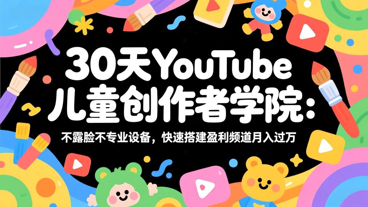30天YouTube儿童创作者学院：不露脸不专业设备，快速搭建盈利频道月入过万-梦清研习社