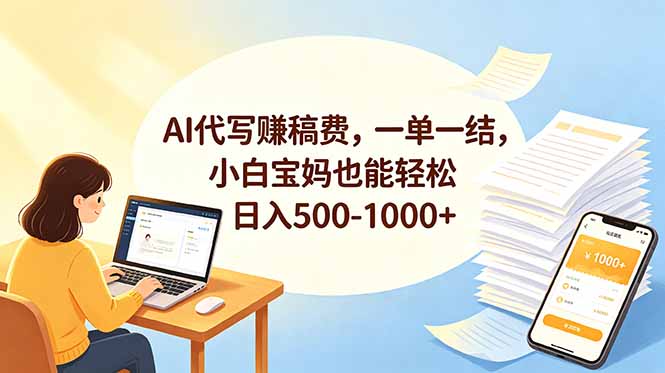 AI代写赚稿费，一单一结，小白宝妈也能轻松日入500-1000+-梦清研习社