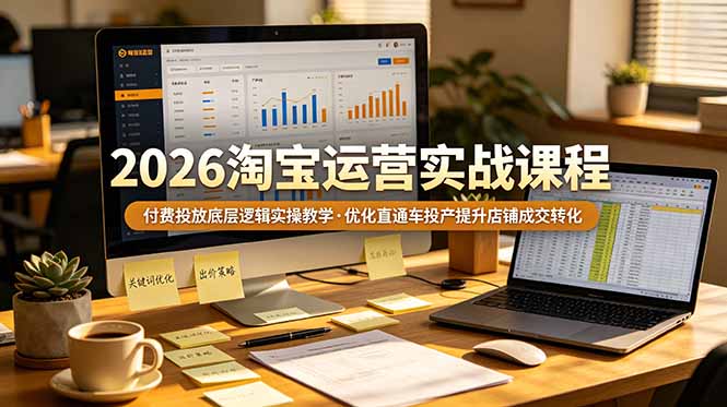 2026 淘宝运营实战课程，付费投放底层逻辑实操教学，优化直通车投产提升店铺成交转化-梦清研习社