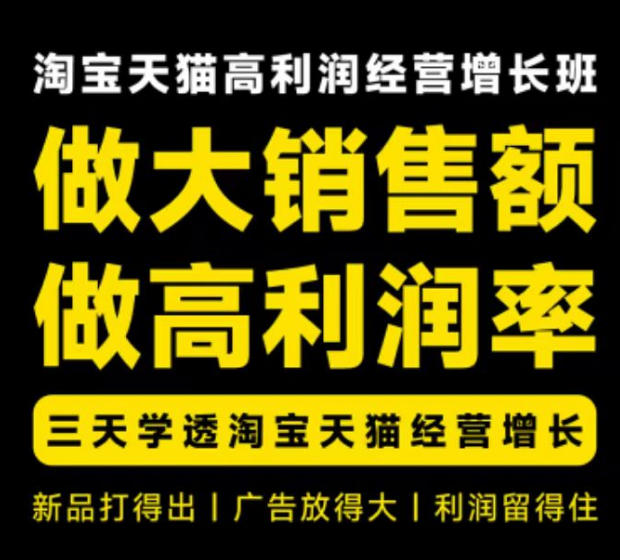 天猫淘宝高利润经营增长班杭州线下课31期8月22-24日，做大销售额做高利润率，三天学透淘宝天猫经营增长-梦清研习社