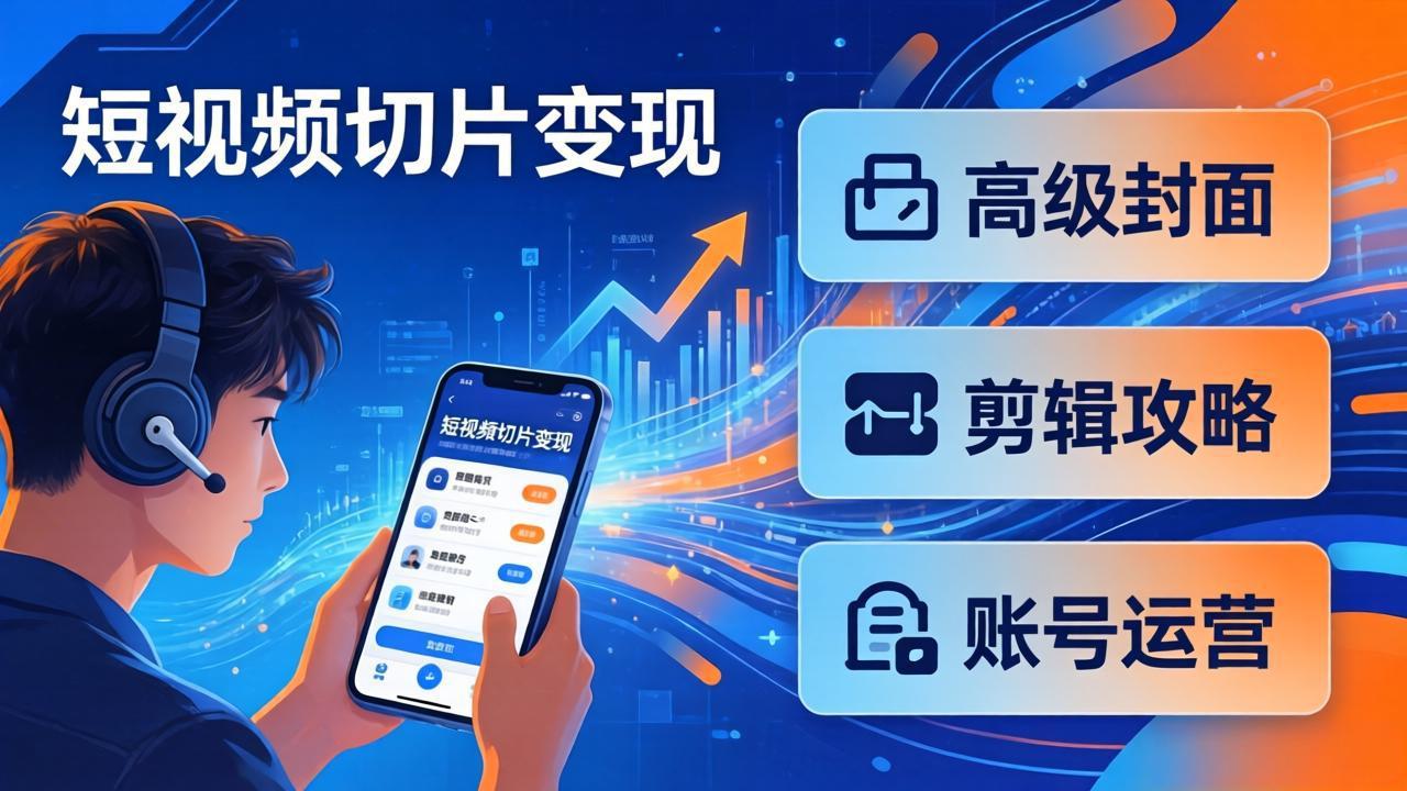 短视频切片变现速成班2.0：高级封面+剪辑攻略+账号运营，0基础小白快速入局副业-梦清研习社
