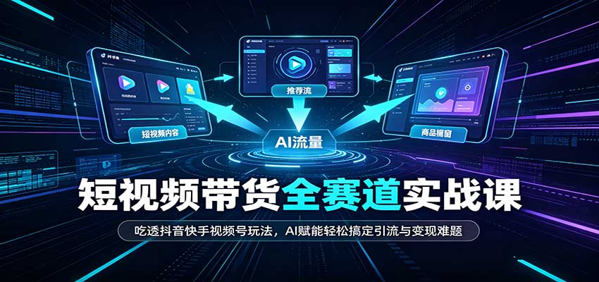 短视频带货全赛道：吃透抖音快手视频号玩法，AI赋能轻松搞定引流与变现难题-梦清研习社