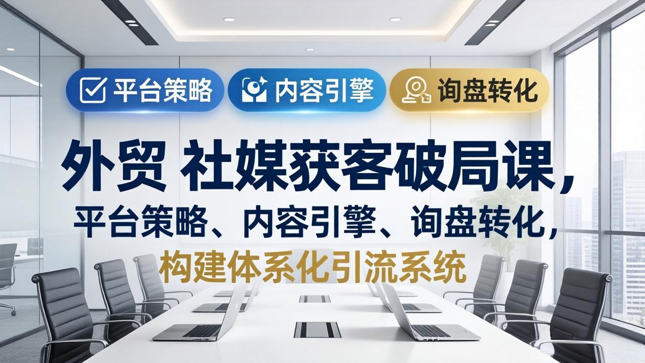 外贸 社媒获客破局课，平台策略、内容引擎、询盘转化，构建体系化引流系统(更新26年3月-梦清研习社
