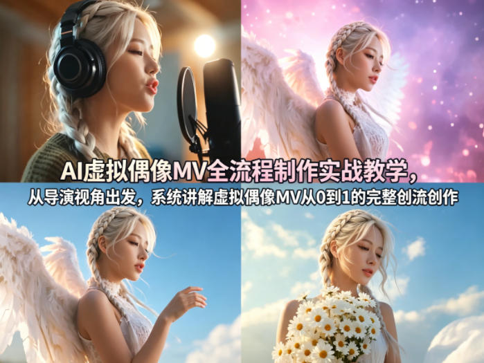 AI虚拟偶像MV全流程制作实战教学,从导演视角出发,系统讲解虚拟偶像MV从0到1的完整创作流程-梦清研习社