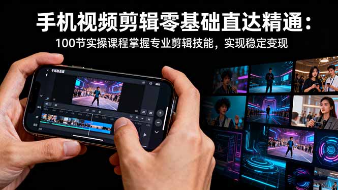 手机视频剪辑零基础直达精通:100节实操课程掌握专业剪辑技能,实现稳...-梦清研习社