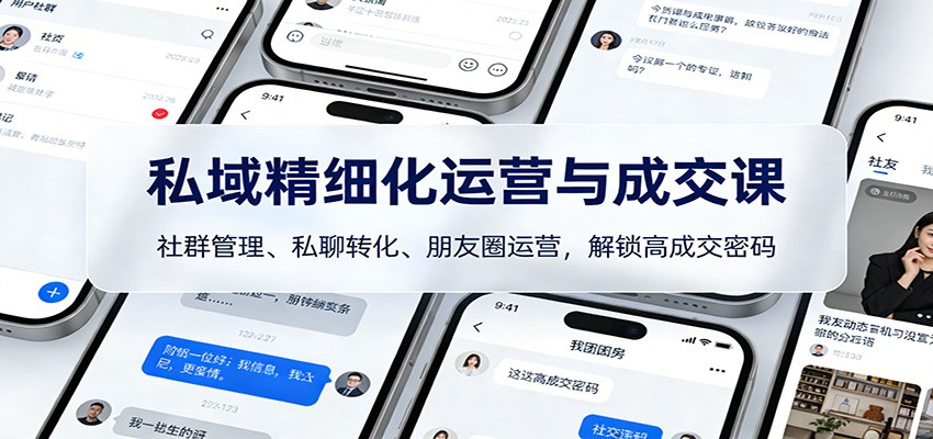 私域精细化运营与成交课：社群管理、私聊转化、朋友圈运营，解锁高成交密码-梦清研习社