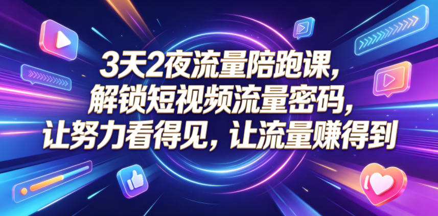 3天2夜流量陪跑课，解锁短视频流量密码，让努力看得见，让流量賺得到(更新0810)-梦清研习社