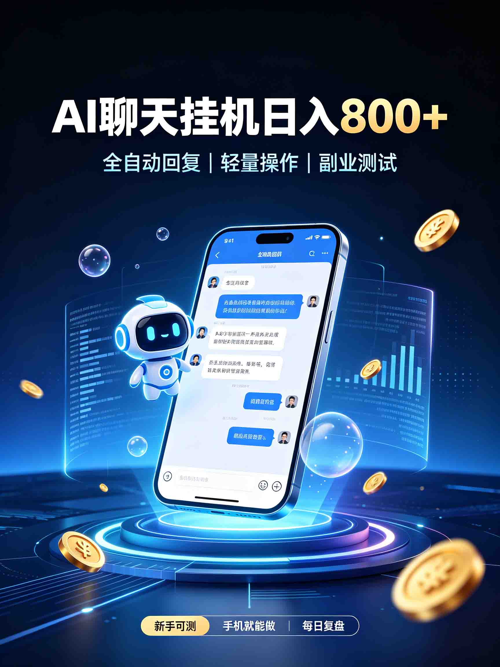 AI聊天挂机，日入800+，适用个人副业，工作室矩阵操作-梦清研习社