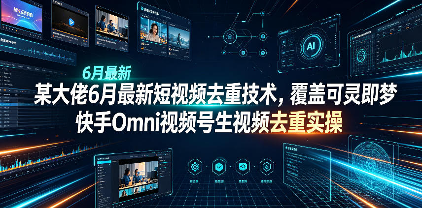 某大佬6月最新短视频去重技术，覆盖可灵即梦快手Omni视频号生视频去重实操-梦清研习社