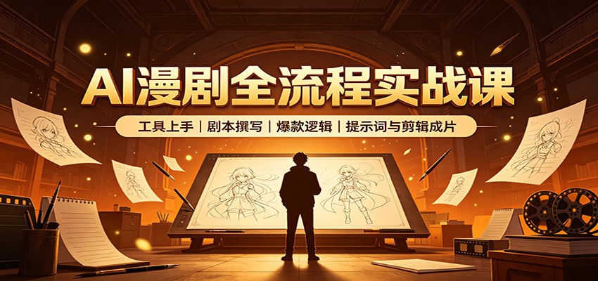 AI漫剧全流程实战课：工具上手、剧本撰写、爆款逻辑、提示词与剪辑成片-梦清研习社