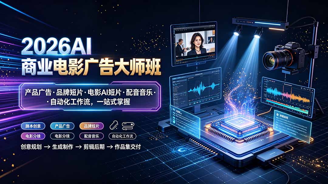 2026AI商业电影广告大师班：产品广告·品牌短片·电影AI短片·配音音乐·自动化工作流，一站式掌握-梦清研习社