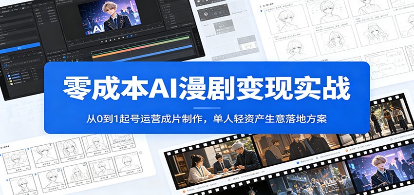零成本AI漫剧变现实战：从0到1起号运营成片制作，单人轻资产生意落地方案-梦清研习社