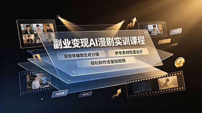 副业变现AI漫剧实训课程，智能体辅助生成分镜，参考素材批量出片，轻松制作流量短视频-梦清研习社
