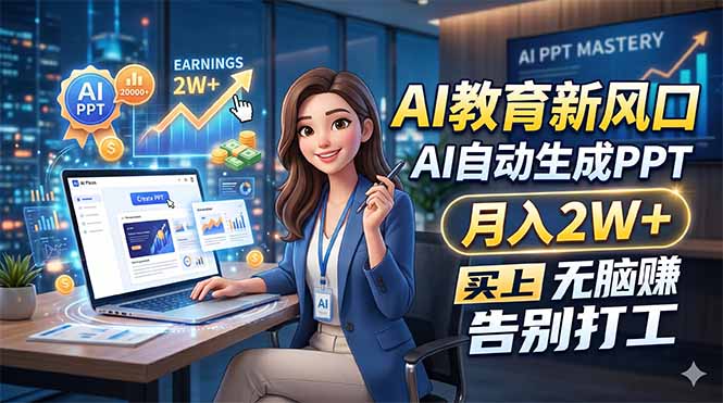 AI教育新风口，AI自动生成PPT，月入2W+，无脑赚，告别打工-梦清研习社
