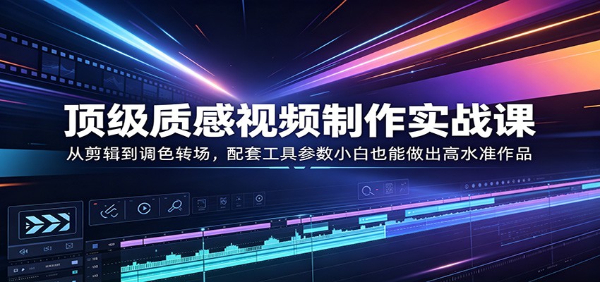 顶级质感视频制作实战课：从剪辑到调色转场，配套工具参数小白也能做出高水准作品-梦清研习社