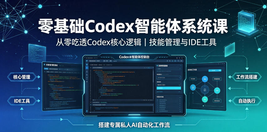 零基础Codex智能体系统课｜从零吃透Codex核心逻辑、技能管理与IDE工具，搭建专属私人AI自动化工作流-梦清研习社