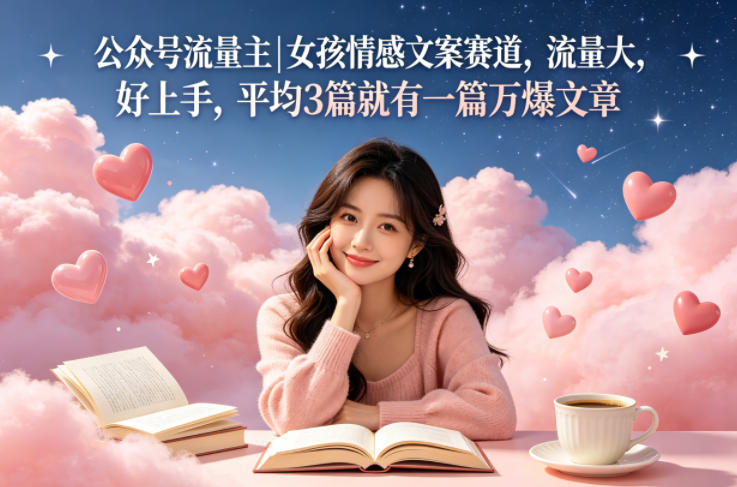 公众号流量主女孩情感文案赛道，流量大，好上手，平均3篇就有一篇万爆文章-梦清研习社