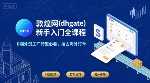敦煌网(dhgate)新手入门全课程，B端外贸工厂转型必看，抢占海外订单-梦清研习社