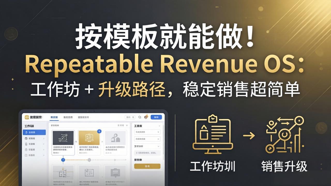 按模板就能做！Repeatable Revenue OS：工作坊 + 升级路径，稳定销售超简单-梦清研习社