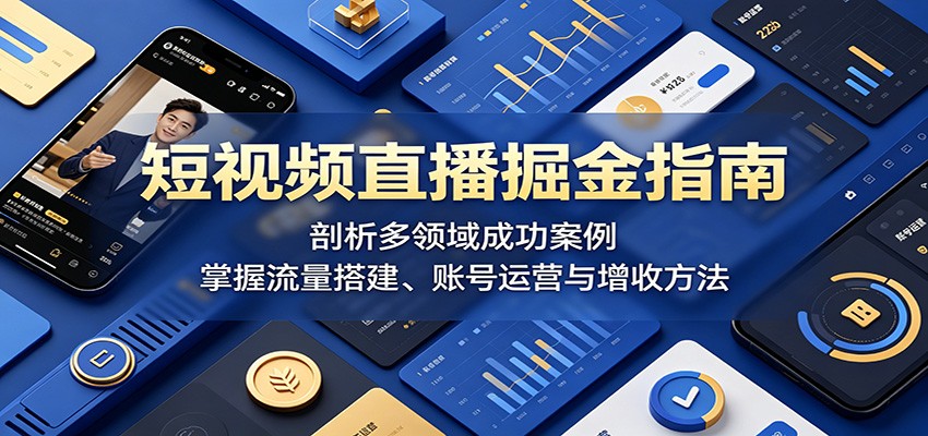 短视频直播掘金指南：剖析多领域成功案例，掌握流量搭建、账号运营与增收方法-梦清研习社