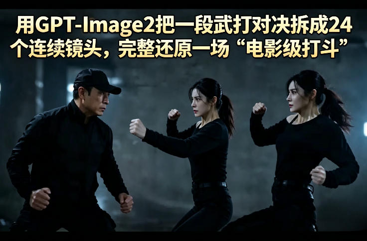 用GPT-Image2把一段武打对决拆成24个连续镜头，完整还原一场“电影级打斗”-梦清研习社