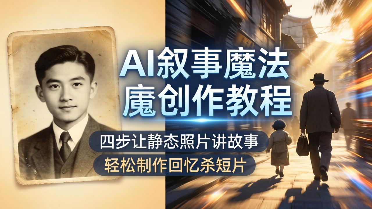 AI叙事魔法创作教程，四步让静态照片讲故事，老照片修复加动态特效，轻松制作回忆杀短片-梦清研习社