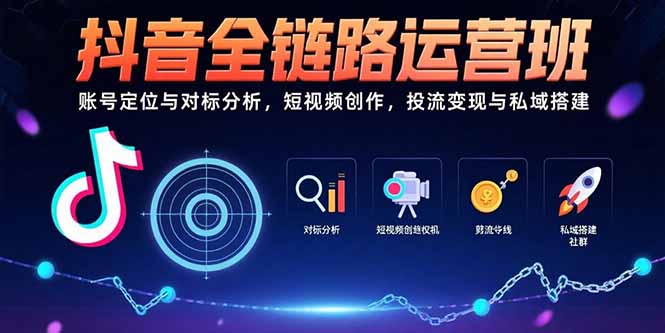 抖音全链路运营班：账号定位与对标分析，短视频创作，投流变现与私域搭建-梦清研习社