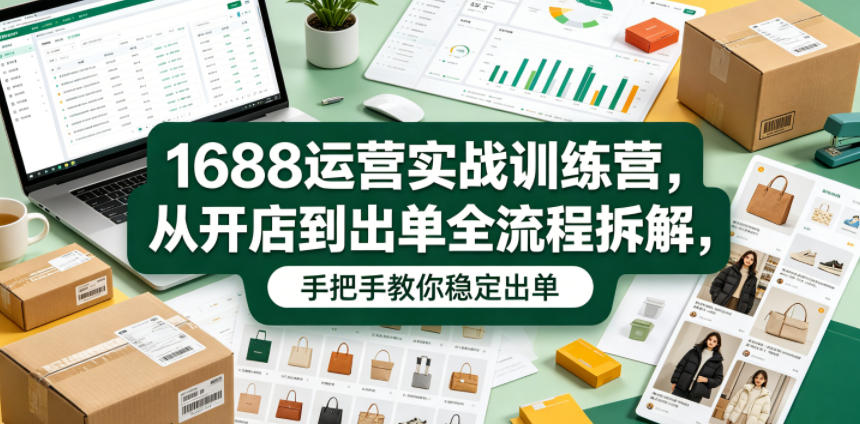 1688运营实战训练营，从开店到出单全流程拆解，手把手教你稳定出单-梦清研习社