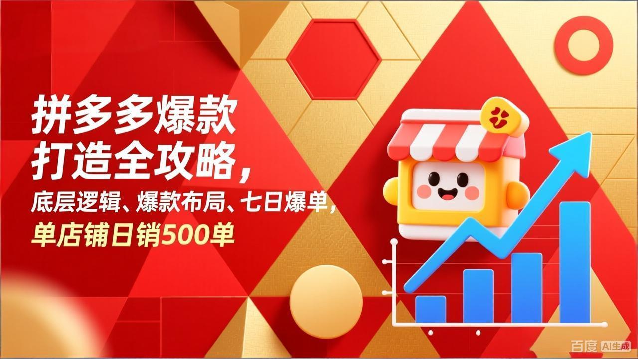 拼多多爆款打造全攻略，底层逻辑、爆款布局、七日爆单，单店铺日销500单-梦清研习社