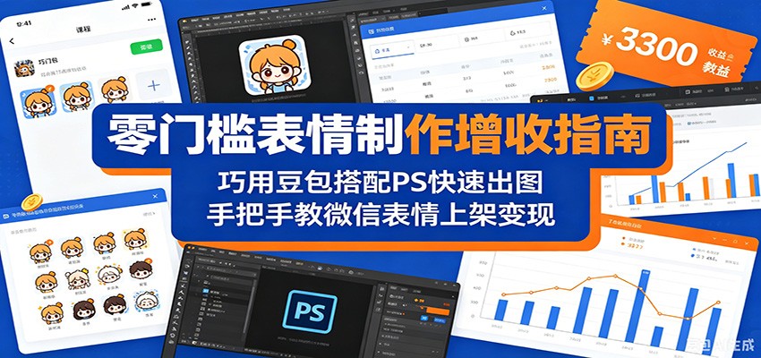 零门槛表情制作增收指南：巧用豆包搭配 PS 快速出图，手把手教微信表情上架变现-梦清研习社