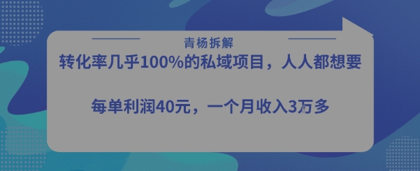 转化率最高的私域项目，每单利润40-50米，月入过1w-梦清研习社