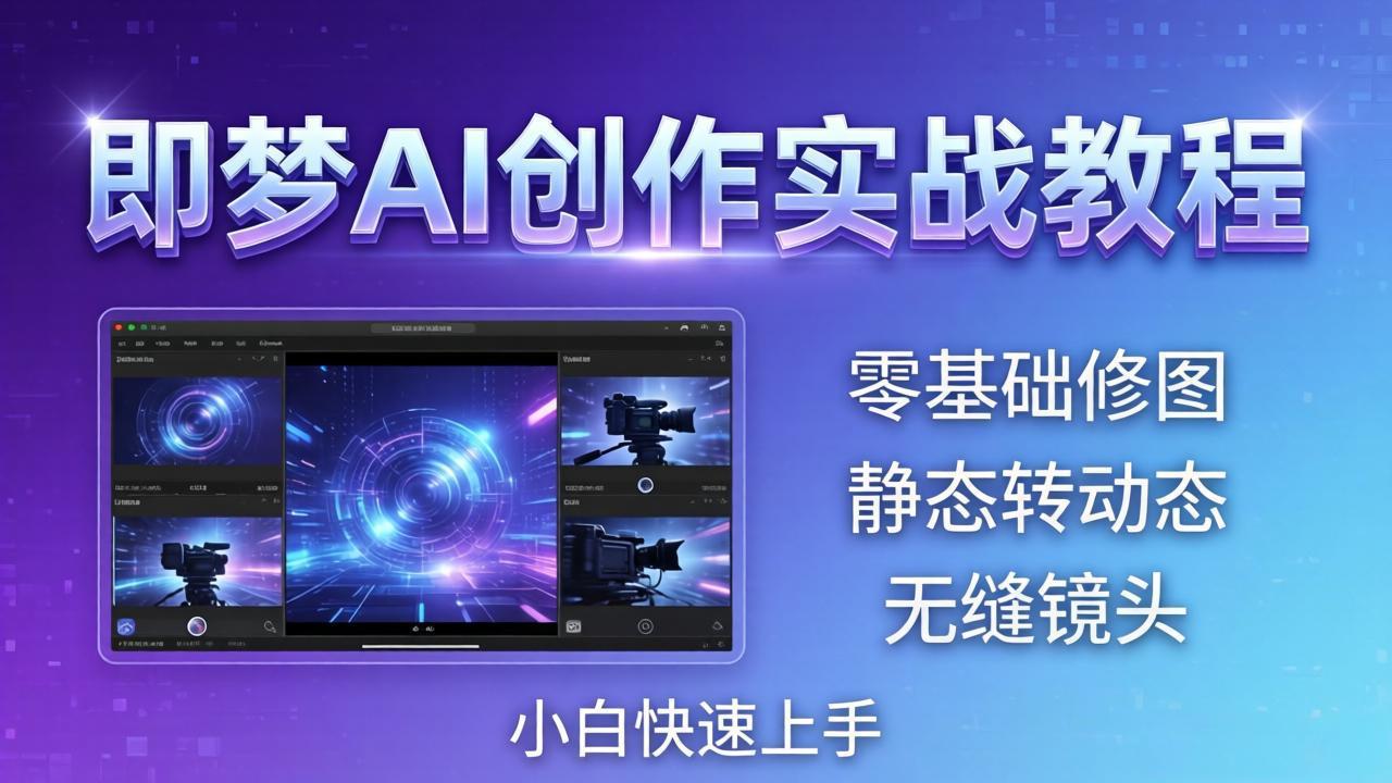 即梦AI创作实战教程，从零基础修图到AI导演，实战教学静态转动态+无缝镜头，小白快速上手-梦清研习社