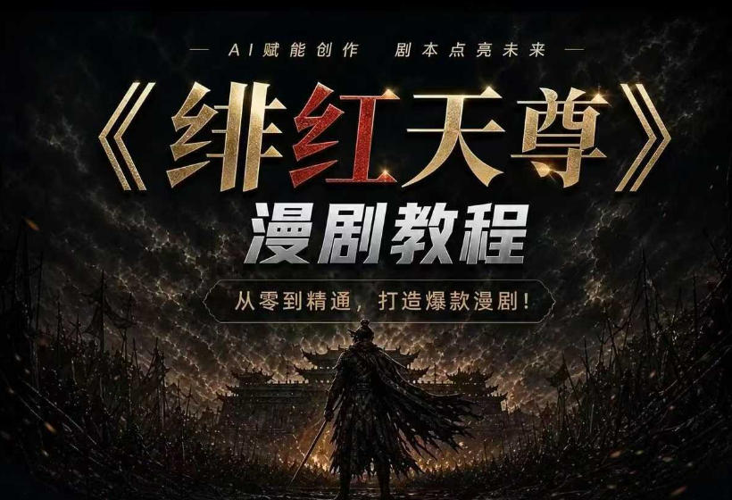 绯红天尊AI漫剧系统教程｜从零入门到精通，工具运用+剧本创作+爆款逻辑+提示词素材+镜头剪辑，全套爆款漫剧落地实战课-梦清研习社
