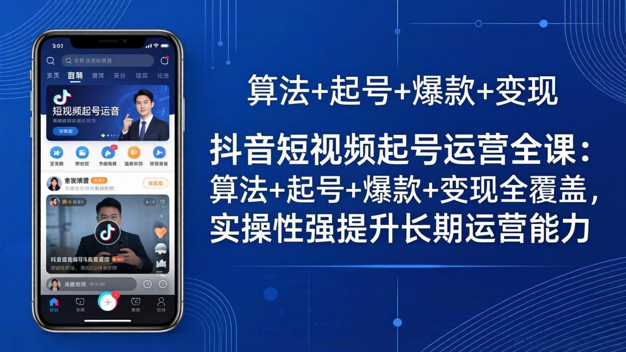 抖音短视频起号运营全课：算法+起号+爆款+变现全覆盖，实操性强提升长期运营能力-梦清研习社