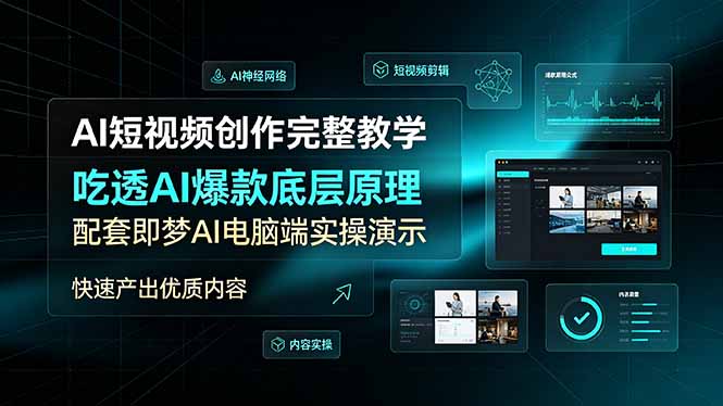 AI短视频创作完整教学，吃透AI爆款底层原理，配套即梦AI电脑端实操演示，快速产出优质内容-梦清研习社