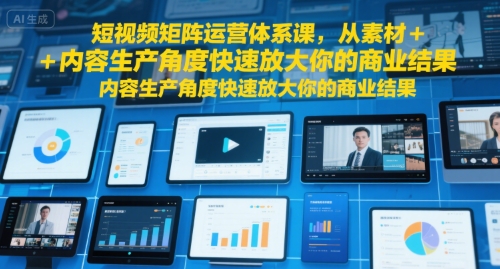 短视频矩阵运营体系课，从素材+内容生产角度快速放大你的商业结果-梦清研习社