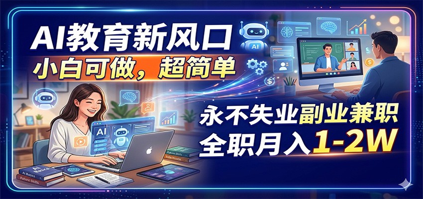 AI教育新风口，小白可做，超简单，永不失业副业兼职 全职月入1-2W-梦清研习社