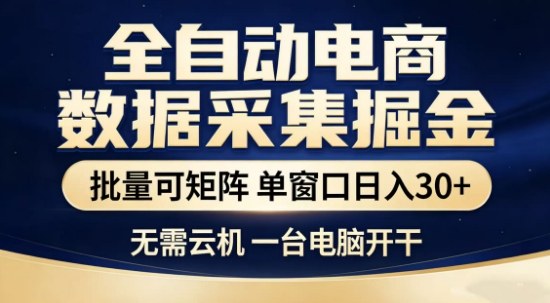独家电商数据全自动采集项目，批量可矩阵，单窗口轻松日入3张+【揭秘】-梦清研习社